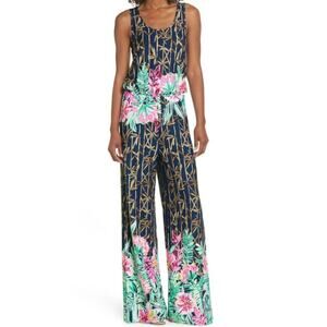 Lilly Pulitzer Kori Jumpsuit "Bamboo" Floral Tank Long Pant Size X-Small